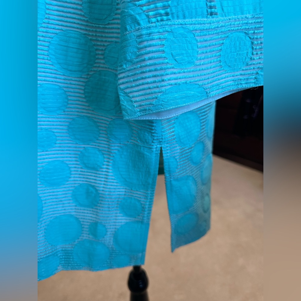 Turquoise Polka Dot Button-Up Jacket - Picture 4 of 7